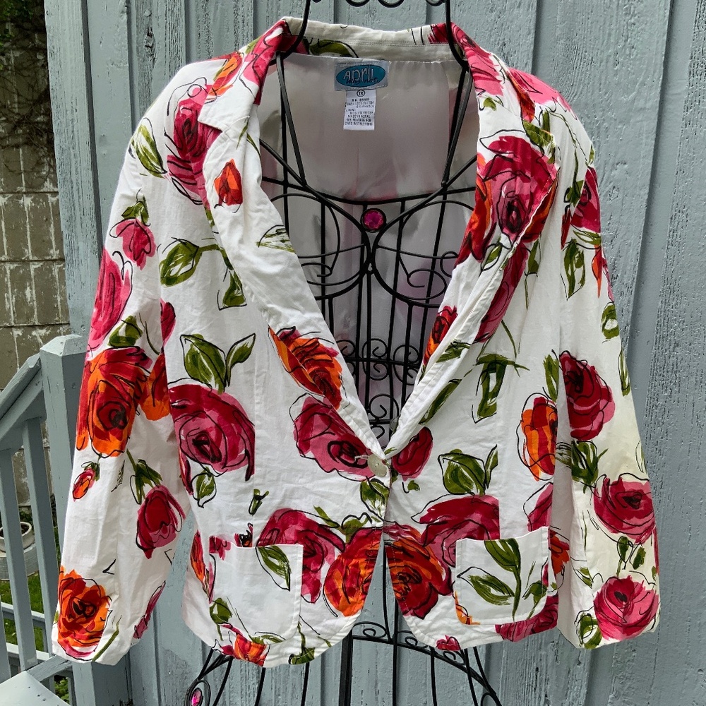April Why Nots Rose Design Blazer (Size 1X)